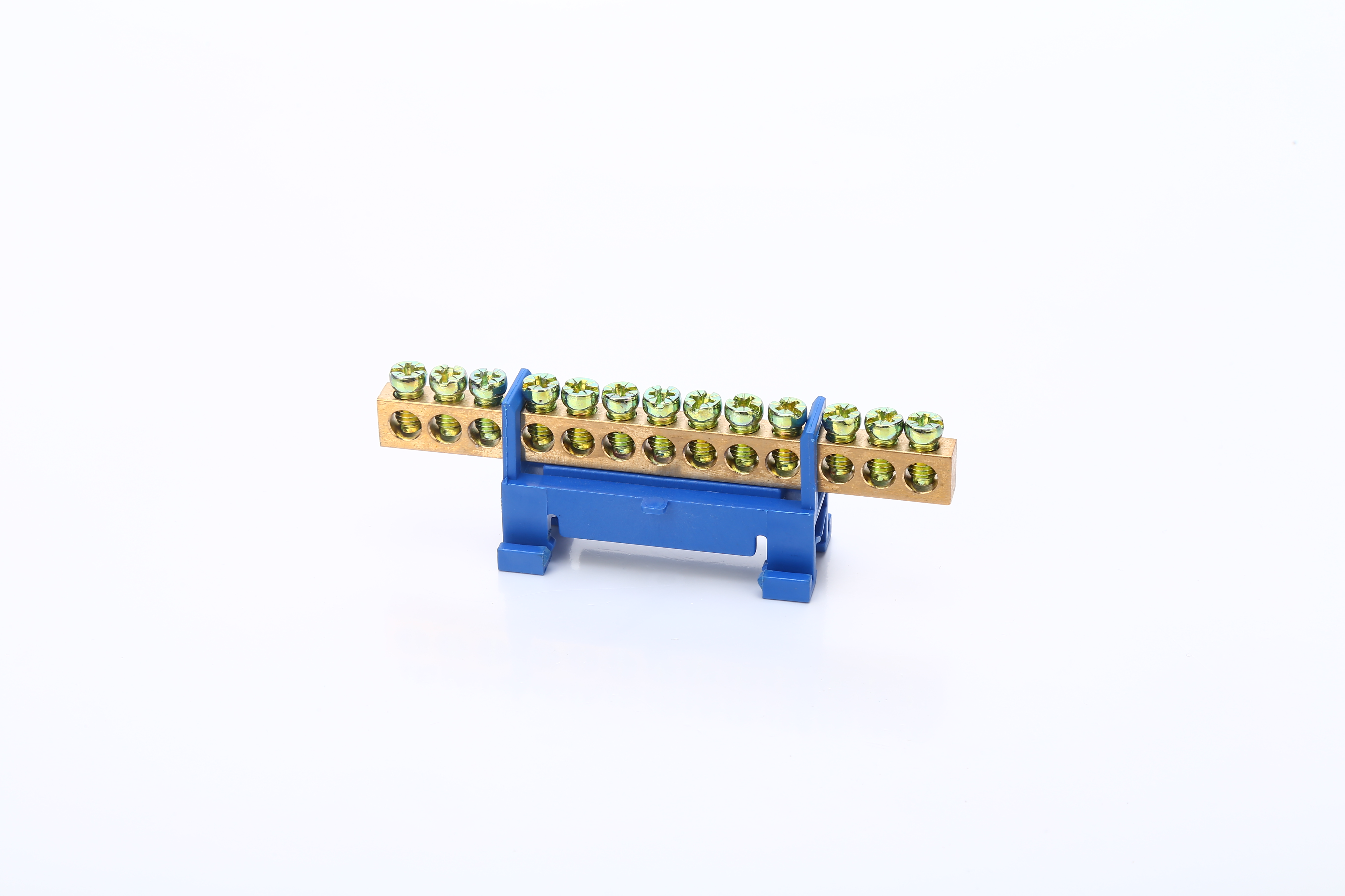 Blue Screw Brass Connector Din Rail Terminal Block Earth and Neutral